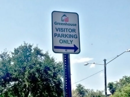 Greenhouse parking sign